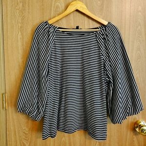 Banana Republic Factory, Peplum Sleeve Striped Blouse, Size L